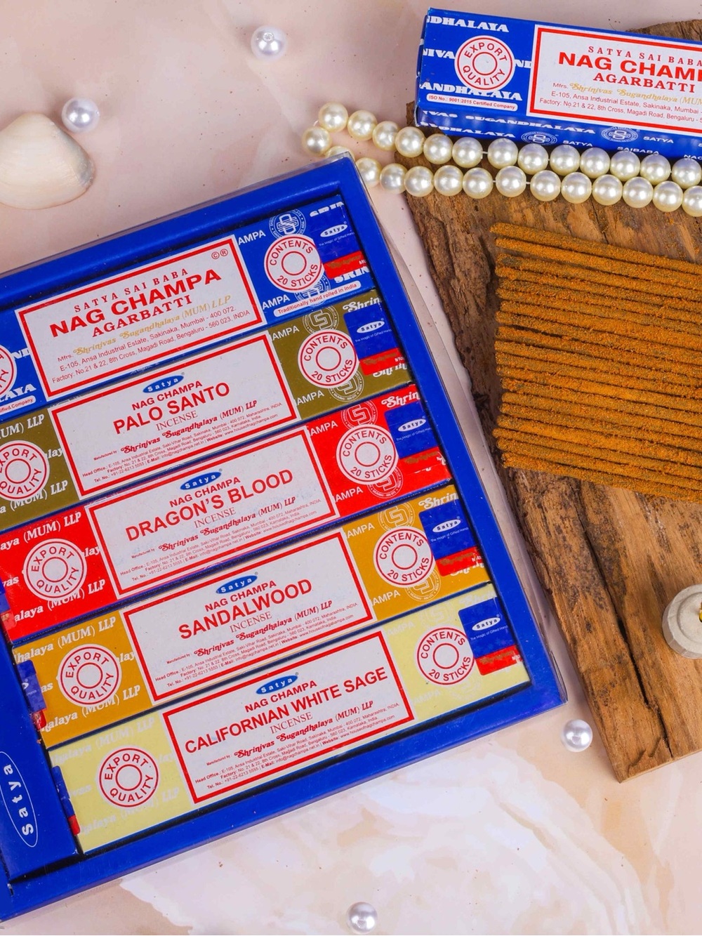Satya Nag Champa & Assorted Incense Gift Set - Blue